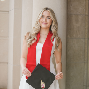 Woman in graduation scarf